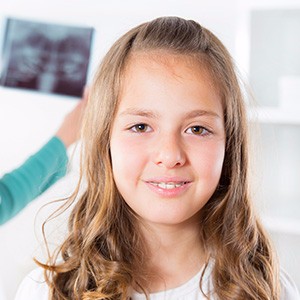 Young girl with braces